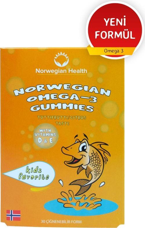  Omega 3 Gummies 30 Çiğnenebilir Form Norveç Balık Yağı Tutti Frutti Aromalı.
