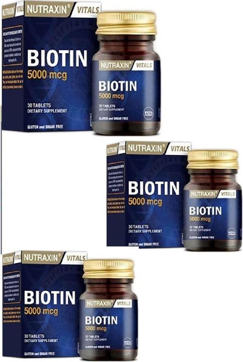 Biotin 5000 Mcg Takviye Edici Gıda 30 Tablet 3 Kutu