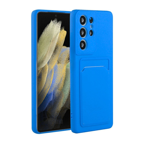 Samsung Galaxy S24 Ultra Uyumlu Kartlıklı Silikon Kılıf Kamera Korumalı Esnek Kapak - Lacivert