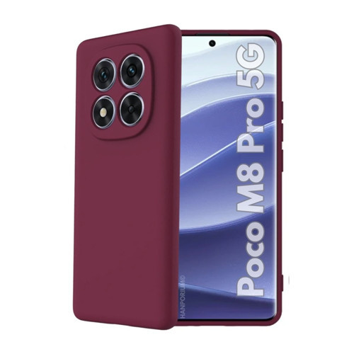 Poco M8 Pro 5G Uyumlu Silikon Kılıf - Pastel Renk Tonu Kamera Korumalı Esnek Kapak - Bordo