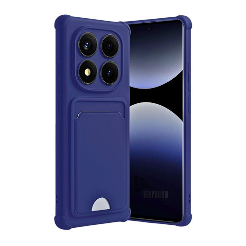 Redmi Note 14 Pro 5G Uyumlu Kartlıklı Silikon Kılıf Kamera Korumalı Esnek Pastel Kapak-Lacivert