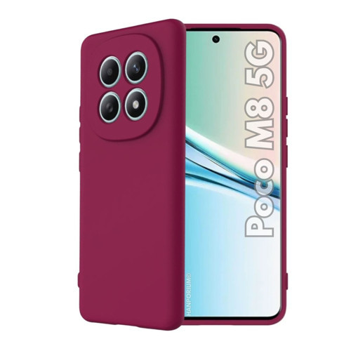 Poco M8 5G Uyumlu Silikon Kılıf - Pastel Renk Tonu Kamera Korumalı Esnek Kapak - Bordo