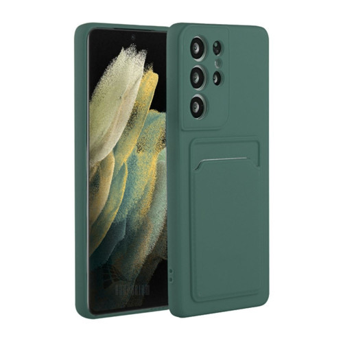 Samsung Galaxy S24 Ultra Uyumlu Kartlıklı Silikon Kılıf Kamera Korumalı Esnek Kapak - Yeşil