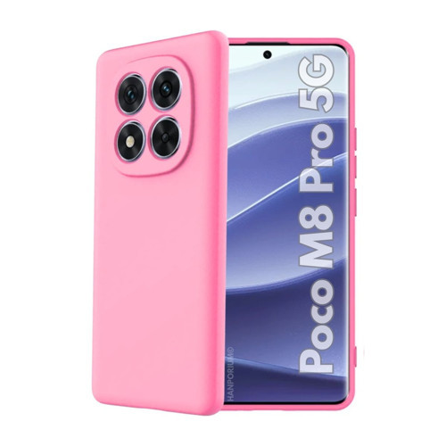 Poco M8 Pro 5G Uyumlu Silikon Kılıf - Pastel Renk Tonu Kamera Korumalı Esnek Kapak - Pembe