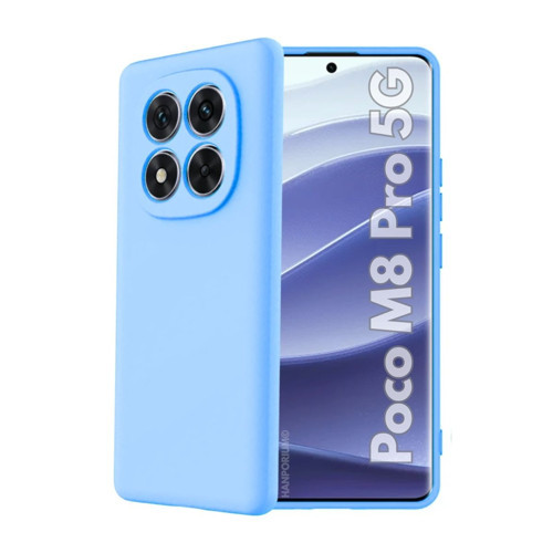 Poco M8 Pro 5G Uyumlu Silikon Kılıf - Pastel Renk Tonu Kamera Korumalı Esnek Kapak - Mavi