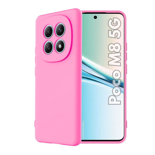 Poco M8 5G Uyumlu Silikon Kılıf - Pastel Renk Tonu Kamera Korumalı Esnek Kapak - Pembe