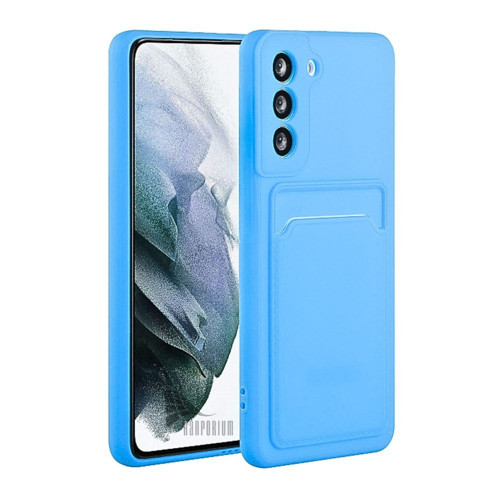 Samsung Galaxy A35 Uyumlu Kartlıklı Silikon Kılıf Kamera Korumalı Pastel Renk Esnek Kapak-Mavi