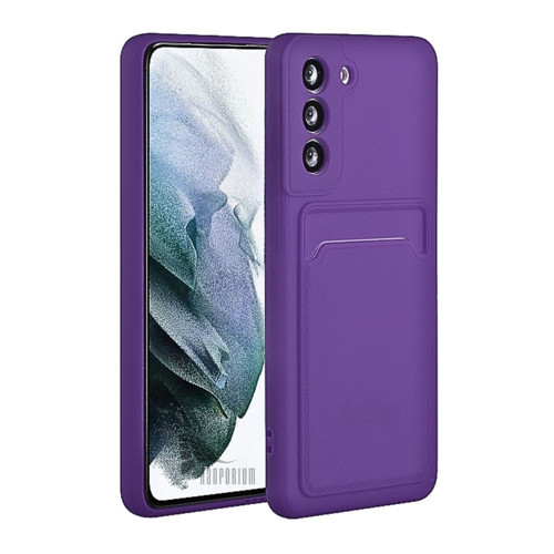 Samsung Galaxy A35 Uyumlu Kartlıklı Silikon Kılıf Kamera Korumalı Pastel Renk Esnek Kapak-Mor