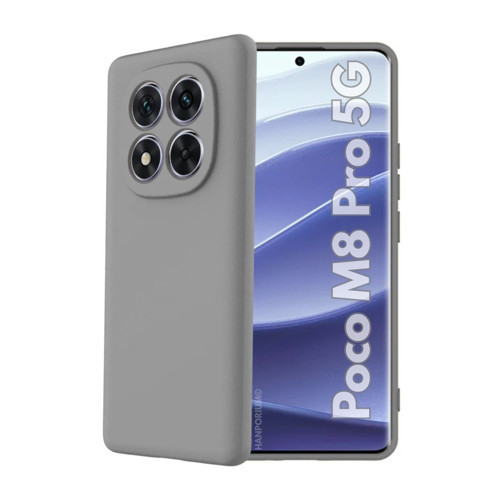Poco M8 Pro 5G Uyumlu Silikon Kılıf - Pastel Renk Tonu Kamera Korumalı Esnek Kapak - Gri