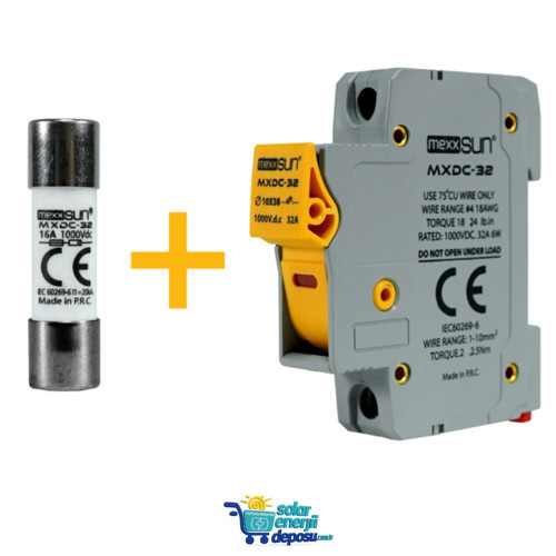 DC Sigorta + Sigorta Yuvası (32A 1000V) - 12 adet