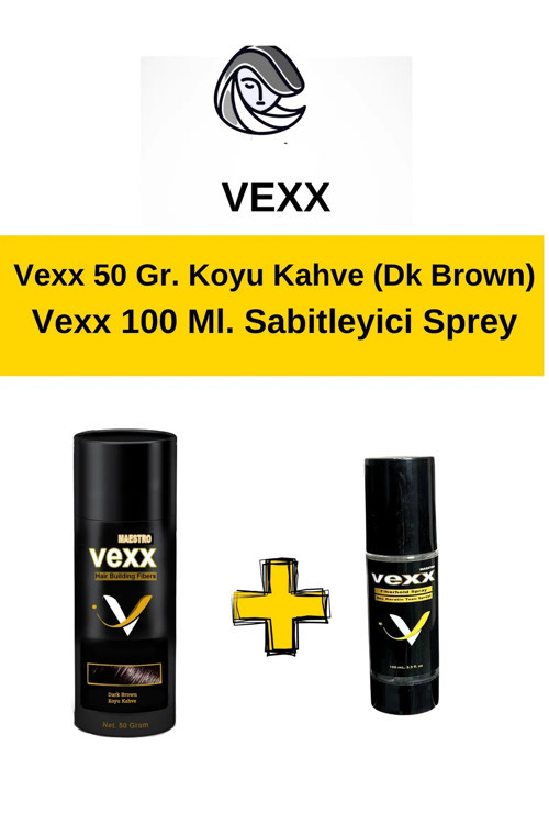 Vexx 50 Gr. Koyu Kahve Saç Tozu Topik 100 Ml. Sabitleyici Sprey