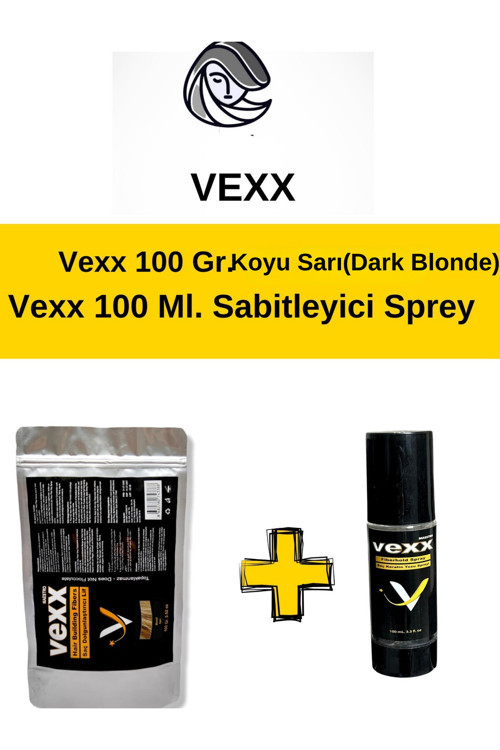 Vexx 100 Gr. Koyu Sarı(Dark Blonde) Saç Tozu 100 Ml. Sabitleyici Sprey Set