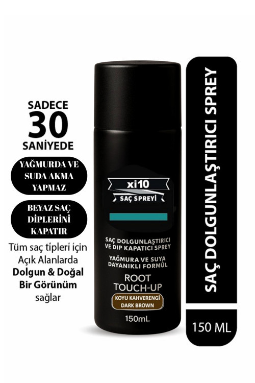 Saç Dolgunlaştırıcı Koyu Kahve(Dark Brown) Ve Dip Kapatıcı Topik Sprey 150 Ml.( Suya Dayanıklı )