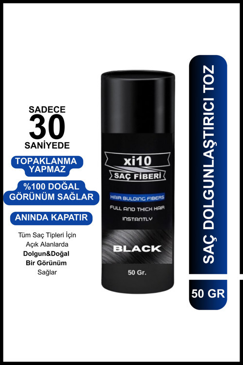 Saç Dolgunlaştırıcı Siyah Saç Tozu 50 Gr. Black Hair Fiber Topik