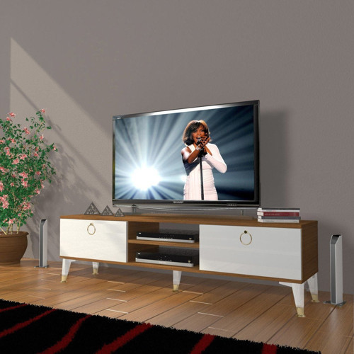 Eko 140 Mdf Dvd Gold Tv Ünitesi Tv Sehpası - Ceviz Beyaz