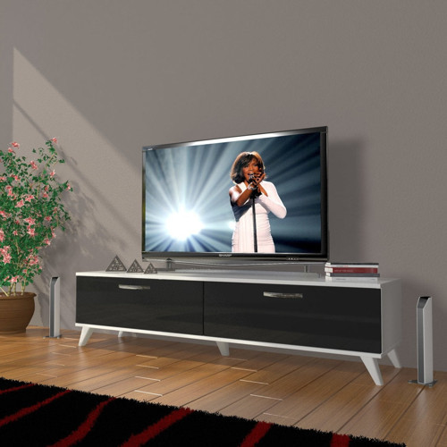 Eko 140 Mdf Std Retro Tv Ünitesi Tv Sehpası - Beyaz Siyah