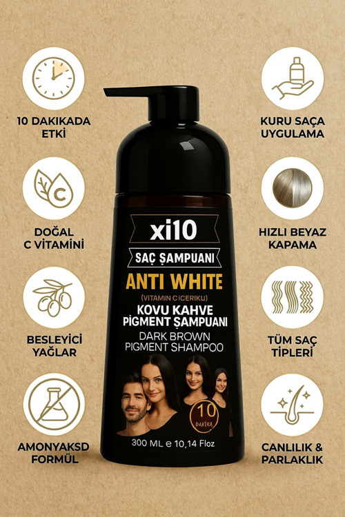 Beyaz Kapatıcı Şampuan Kumral 7.0 (Brown) Saç Beyaz Kapatan Şampuan (Beyaz Saçlar İçin) 300 Ml.