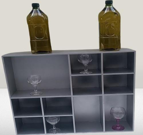 Hobi ADN Dekoratif 90352 Kupa Raf Model Ahşap MDF Gümüş Gri Renk El Yapım