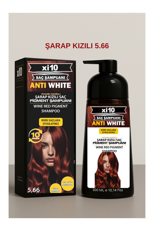 Beyaz Kapatıcı (Şarap Kızılı 5.66 ) Saç Beyaz Kapatan Hızlı Şampuan (Beyaz Saçlar İçin) 300 Ml.