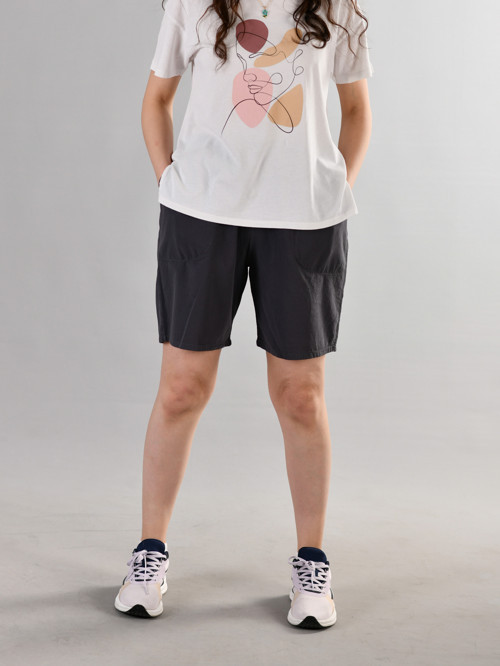 %100 Pamuk Keten Kumaştan Beli Lastikli ve Bağcıklı Kadın Rahat Kalıp Bol Kesim Günlük Ev Dış Spor Giyim Hambez Şort