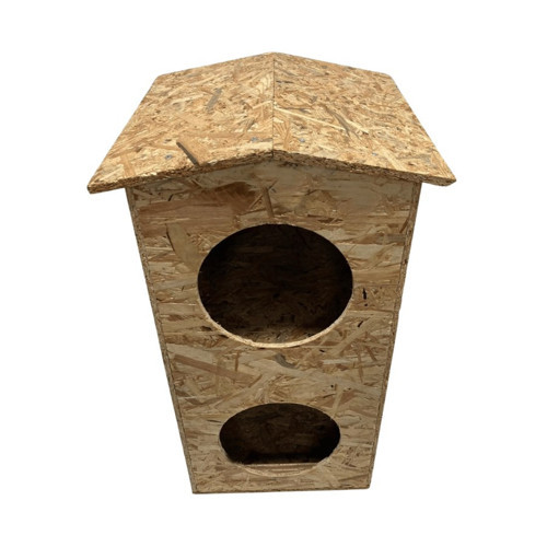 2 Bölmeli Dublex Kedi 66x39x32 cm Yağmura ve Soğuğa Dayanıklı OSB Kedi Kulübesi, Sokak Hayvanları İçin Kedi Yuvası - CAT10