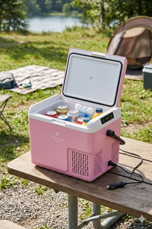 EVAG20 12/24V Pembe 18 Litre Kompresörlü Oto Buzdolabı