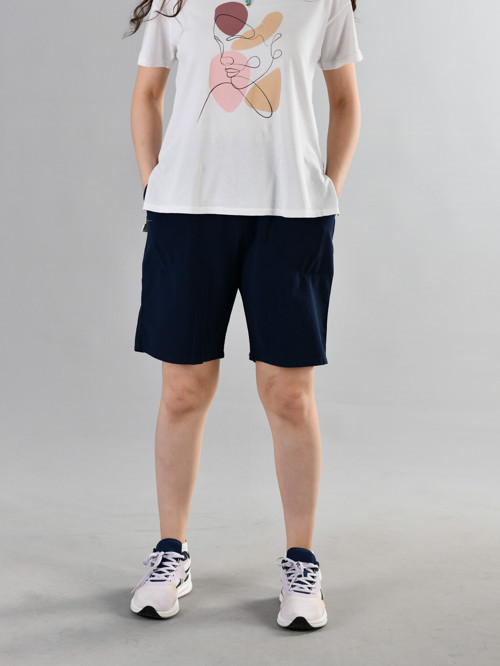 %100 Pamuk Keten Kumaştan Beli Lastikli ve Bağcıklı Kadın Rahat Kalıp Bol Kesim Günlük Ev Dış Spor Giyim Hambez Şort