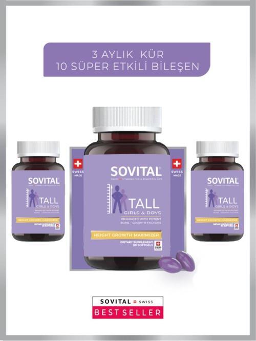 Tall Uzun Boy, Boy Uzamasına Yardımcı 11-21 Yaş, 90 Adet X 3 Kutu Yumuşak Kapsül