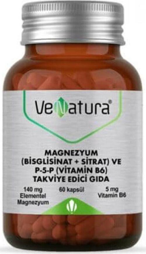 Magnezyum (BİSGLİSİNAT) Sitrat Ve P-5-p Vitamin B6 60 Kapsül