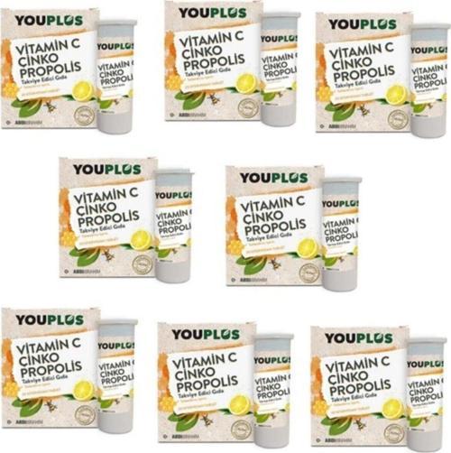 Vitamin C Çinko Propolis 20 Efervesan Tablet Limon Aromalı 20 Adet X8