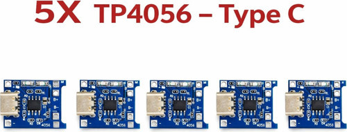 5 Adet TP4056 Protection Type C  Korumalı Lityum Lion  Pil Şarj Devresi Type C Usb Batary