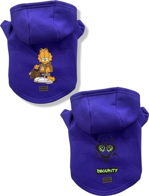 Kedi Köpek Kıyafeti Sweatshirt Garfield - Cat Mor Kombin 2'li Set L
