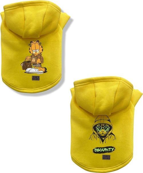 Kedi Köpek Kıyafeti Sweatshirt Garfield - Cat Sarı Kombin 2'li Set L