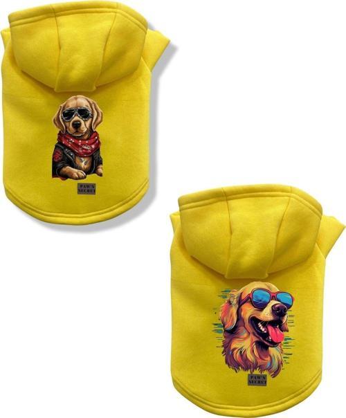 Kedi Köpek Kıyafeti Sweatshirt Golden Model Sarı Kombin 2'li Set S
