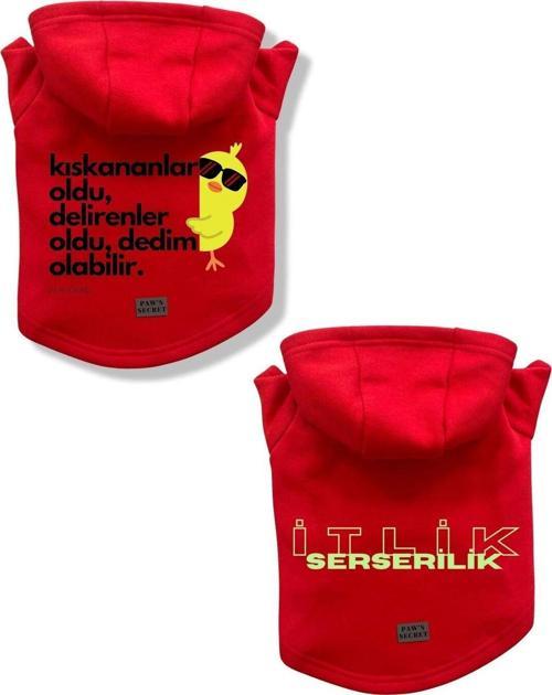 Kedi Köpek Kıyafeti Sweatshirt Kıskananlar Oldu - Serseri Kırmızı Kombin 2'li Set L