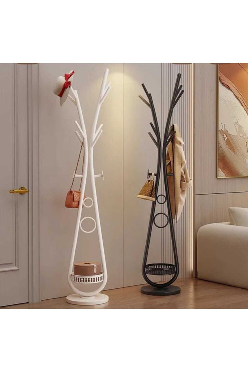 Beyaz Elbise Askılığı Raflı Design Konfeksiyon Askısı Ayaklı Askılık 30*170 CM 7005-NRM