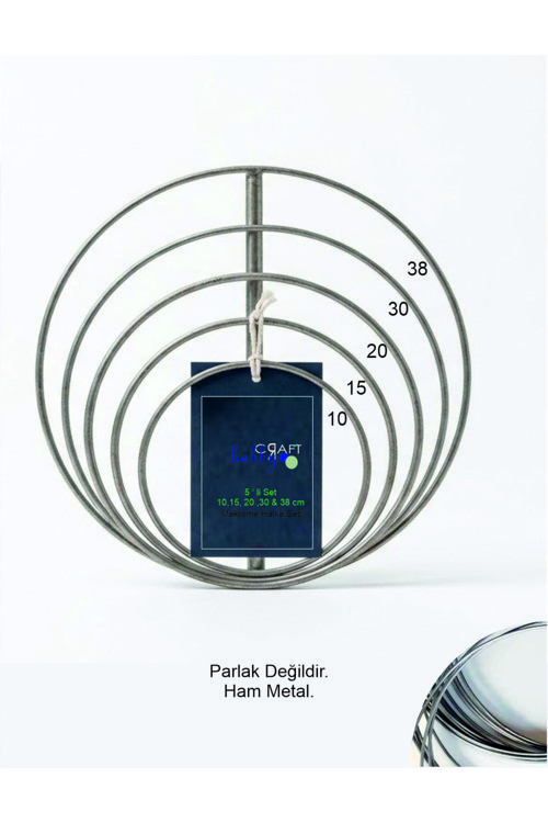 Makrome Halka Seti –5 Lİ SET (10-38CM) Çiçek çelenk, Kapı ve Makrome Duvar Süsü Yapımı için