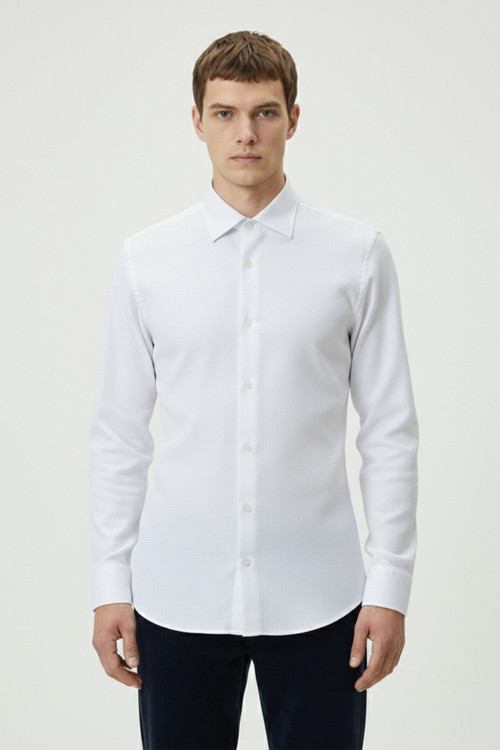 Beyaz %100 Pamuk Erkek Gömlek