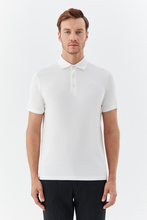 Ekru Standart Fit Polo Yaka Erkek T-Shirt