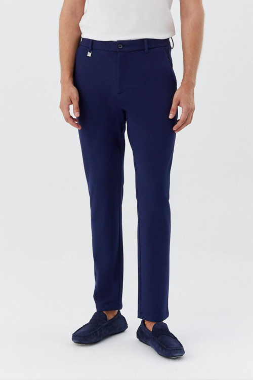 Regular Fit Fermuar Detaylı Erkek Pantolon Koyu Lacivert