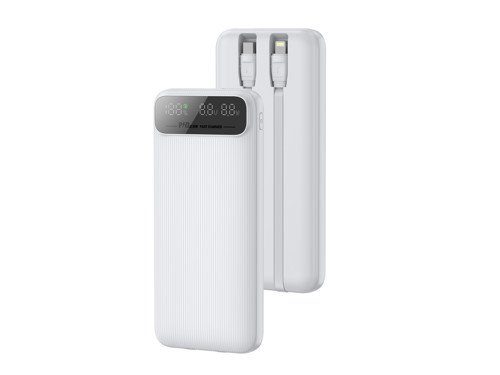 10.000 Mah Kendinden Kablolu Taşınabilir Şarj Cihazı- Beyaz