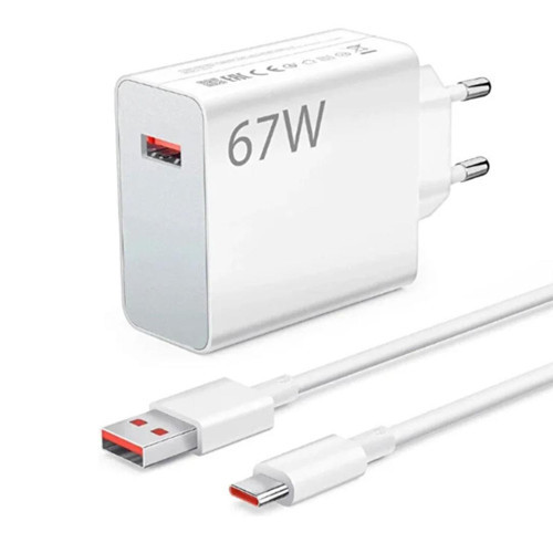 67 W Turbo Hızlı Şarj Seti (USB Type-c Kablo ve Adaptör)