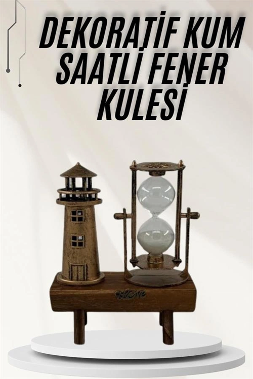 HEDİYELİK EŞYA RETRO AHŞAP DENİZ FENERİ KUM SAATİ BİBLO