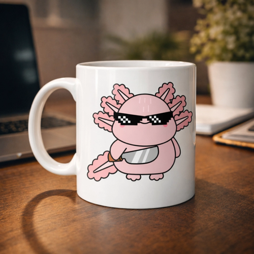 COOL AXOLOTL TASARIMLI PORSELEN KUPA MODEL 83 – EĞLENCELİ, SEVİMLİ VE ENERJİ DOLU KAHVE KUPASI