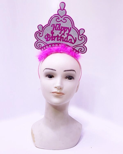 HAPPY BİRTHDAY NEON PEMBE RENK DOĞUM GÜNÜ TACI 24X15 CM