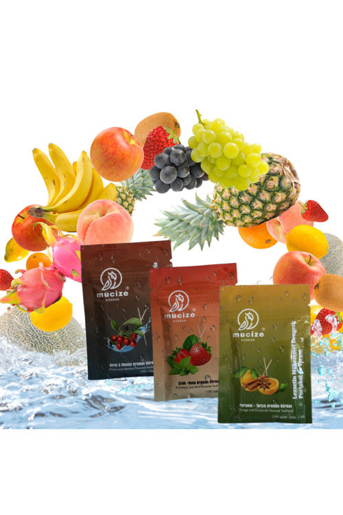 Aromalı Kürdan 3"Lü Doypak Set (Kiraz-Mentol/Portakal-Tarçın/Şeftali-Buzlu Çay)