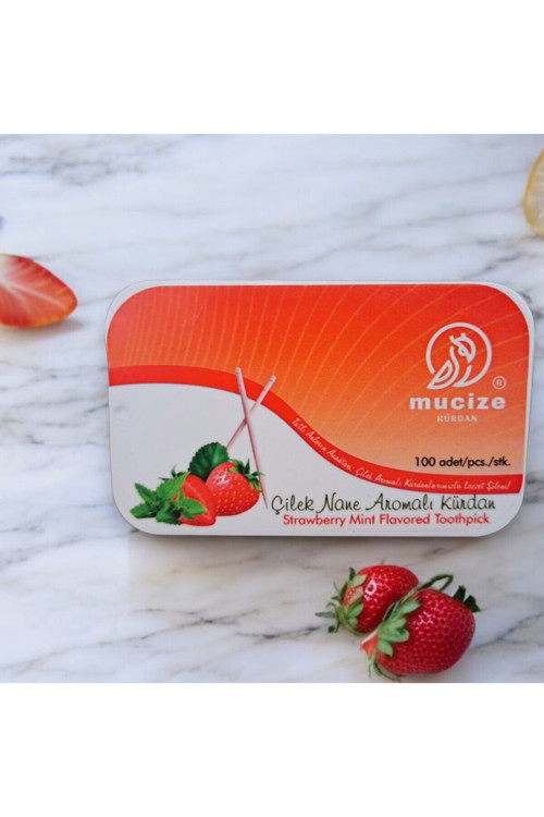 Çilek-Nane Aromalı Kürdan Metal Kutu