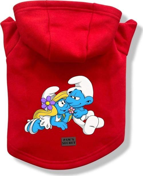 Köpek Kıyafeti Köpek Sweatshirt Hoodie Köpek Ürünleri Kedi Kıyafeti - Şirine ve Güçlü Şirin L