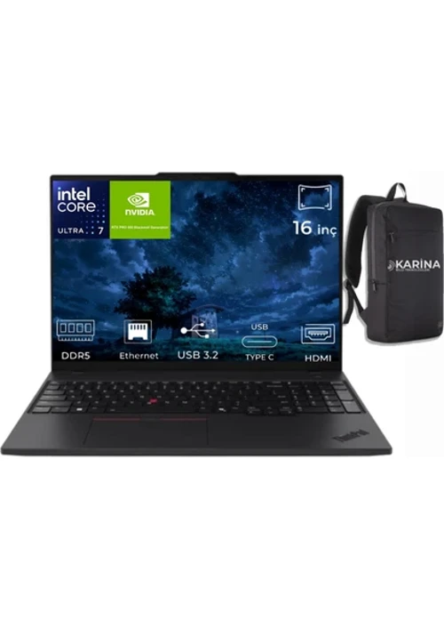 ThinkPad P16s Gen 4 Ultra 7 255H 21QV000ATX-K18 96GB 2TB RTX PRO 500 Blackwell Generation 6GB W11Pro 16" IPS 60Hz WUXGA Taşınabilir İş İstasyonu