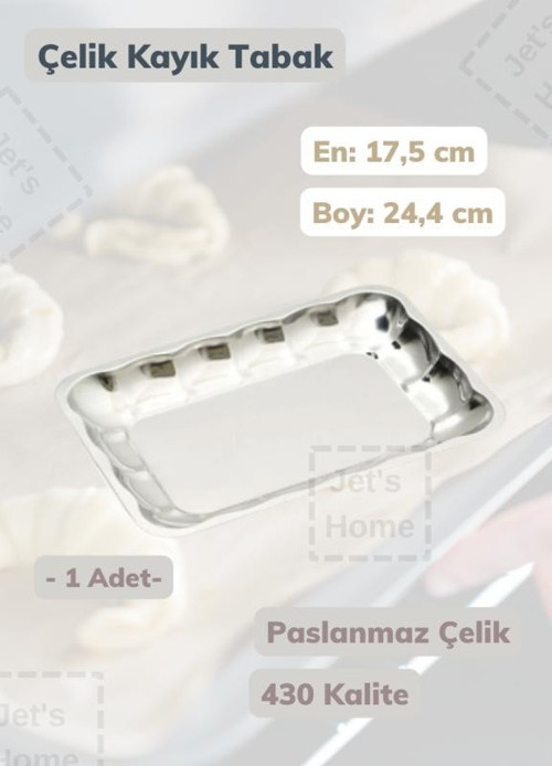 Köşeli Kayık Tabak 24,4 cm Paslanmaz Çelik Tabak